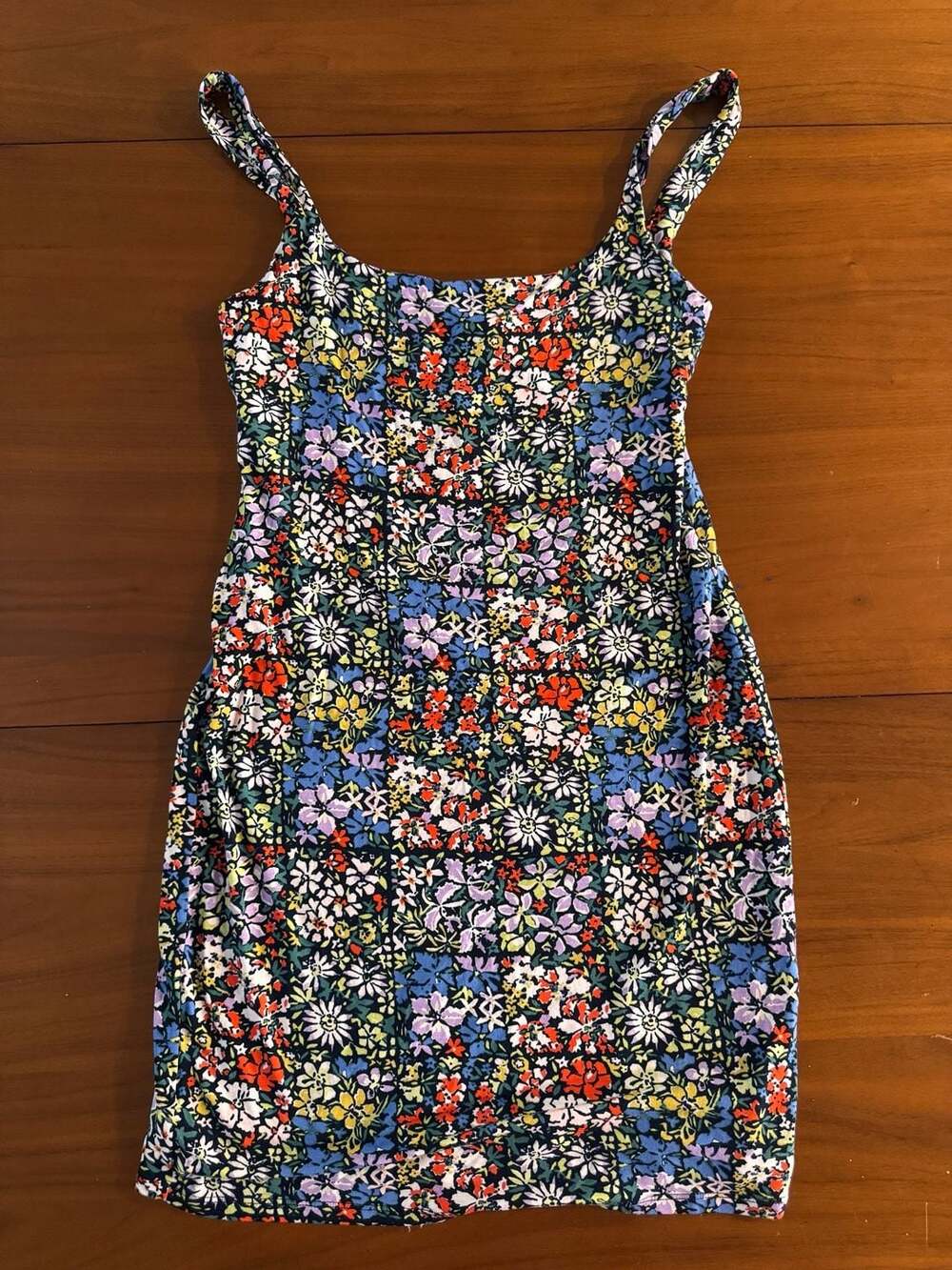 Urban Outfitters Black Motif Floral Scoop Neck Mini Dress, Size L